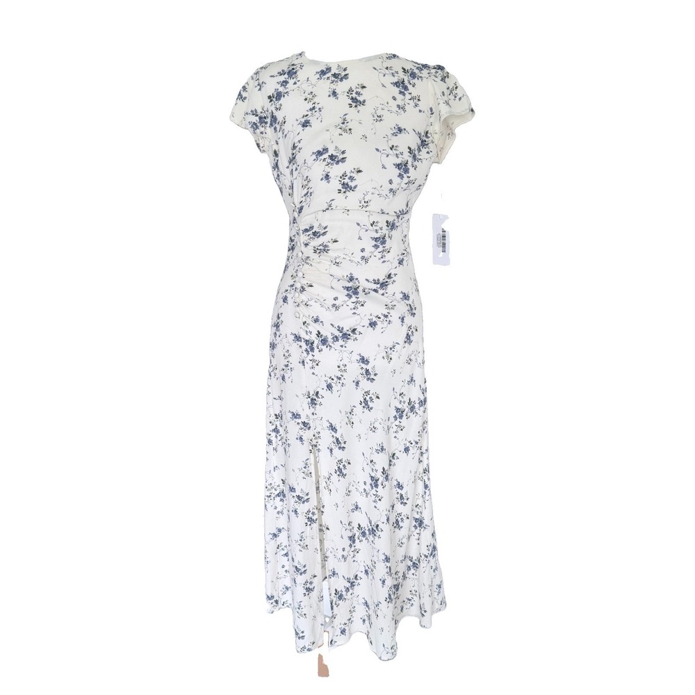 NWT Reformation Frasier Dress Madeline Floral Ruched Side Slit Midi Size 0 NEW - Picture 2 of 14